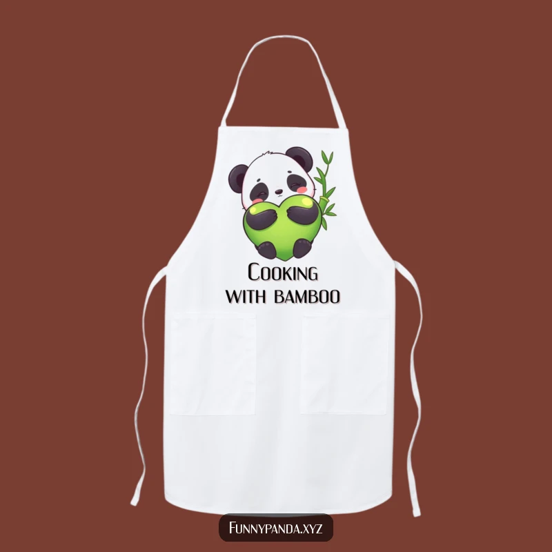 Charming Funny Kawaii Panda Bamboo Heart Apron: Cook with Cute and Hilarious Flair
