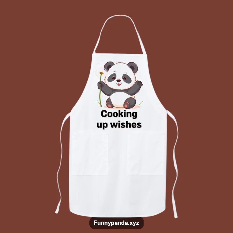Funny Kawaii Panda Dandelion Apron: Playful Kitchen Wear, Chef Gift Idea