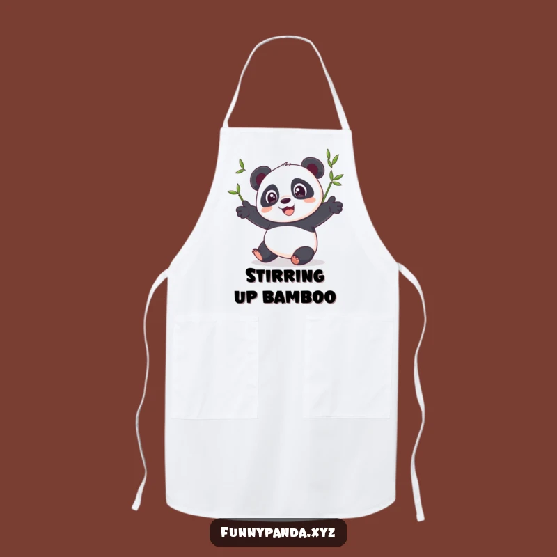 Funny Panda Juggling Bamboo Apron: Cook Up Laughs in the Kitchen