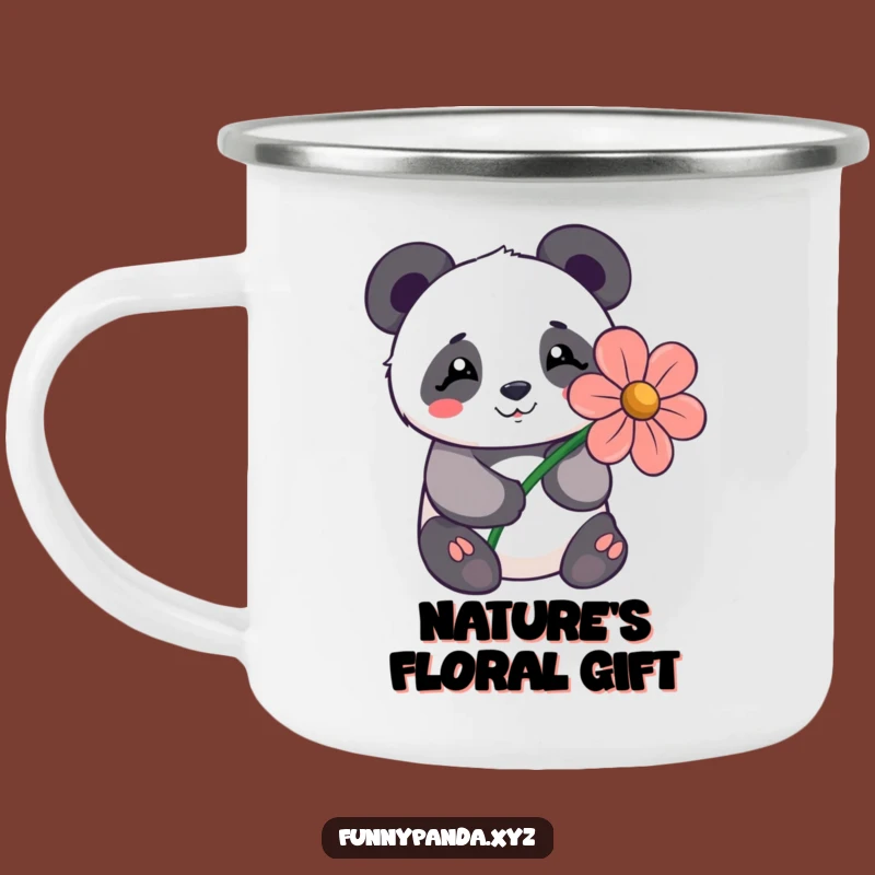 Adventure Funny Kawaii Panda Flower Camping Mug: Durable & Shy Outdoor Gift