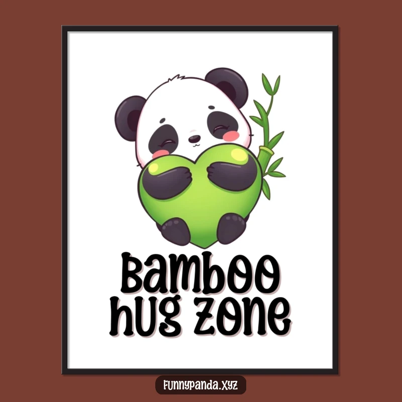 Funny Kawaii Panda Bamboo Heart Digital Art: Bring Hilarious Cuteness Home Today
