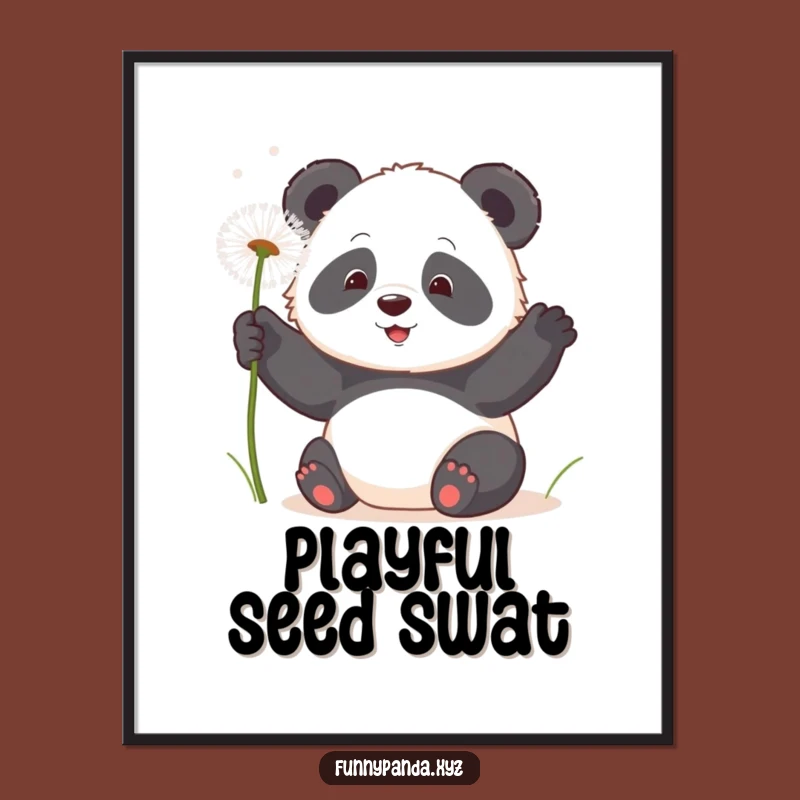 Funny Kawaii Panda Dandelion Digital Art: Instant Playful Bear Download Gift