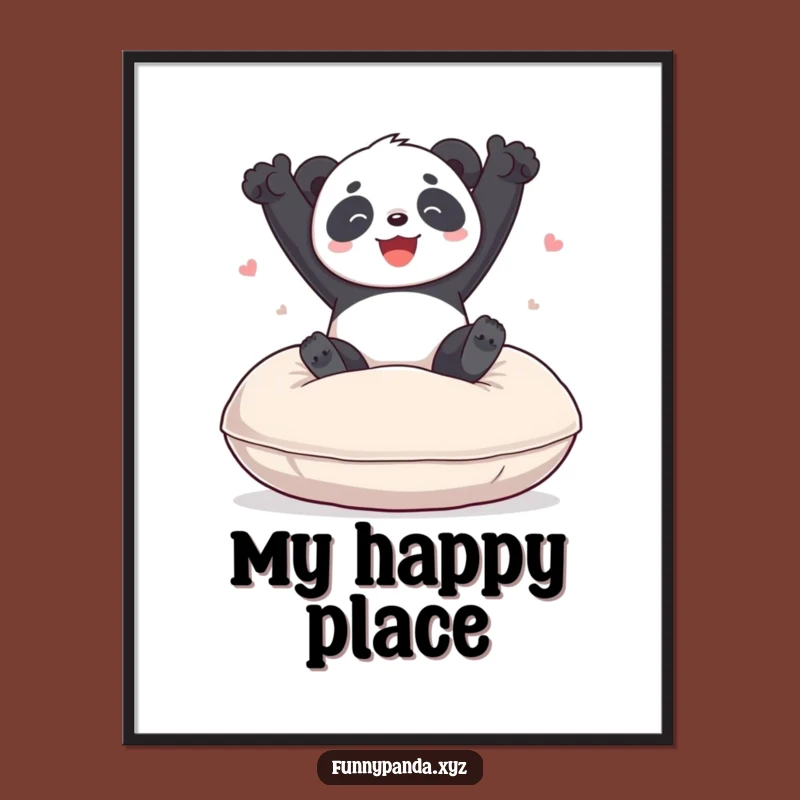 Funny Panda Bouncing Cushion Digital Art Print: Instant Hilarious Joy for Walls