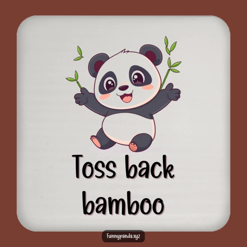 Funny Panda Juggling Bamboo Coaster: Protect Surfaces with Hilarious Charm
