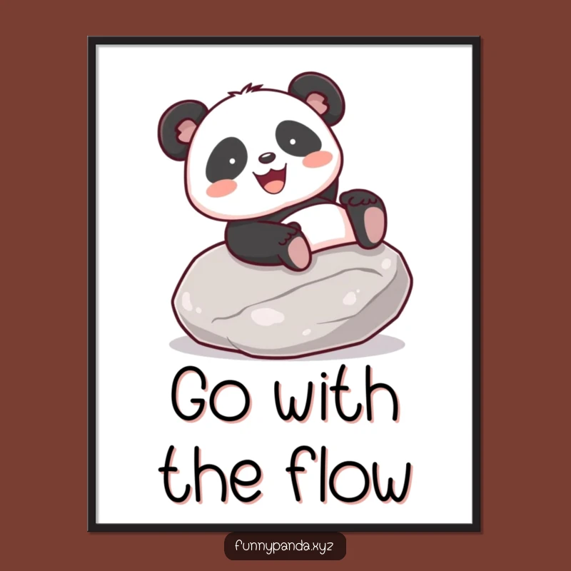 Funny Kawaii Panda Sliding Art Print: Joyful Bear Decor, Cute Wall Gift