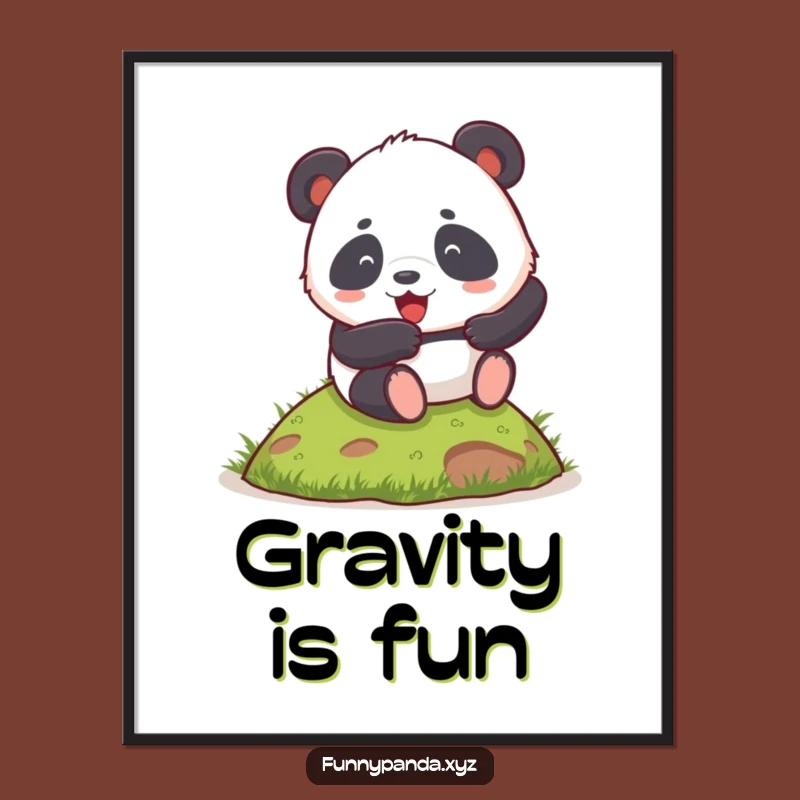 Funny Chubby Panda Poster: Rolling Hill Art, Hilarious Wall Decor!