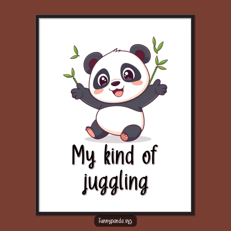 Funny Panda Juggling Bamboo Poster: Hilarious Wall Art for Playful Spaces