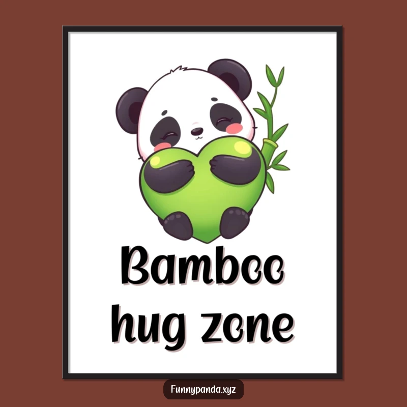 Vibrant Funny Kawaii Panda Bamboo Heart Poster: Decorative Art for a Hilarious Home