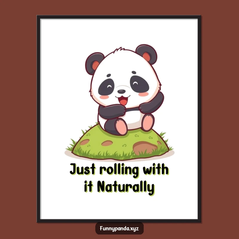 Free Printable Wall Art: Rolling Panda Hill, Humorous Downloadable Decor for Playful Spaces