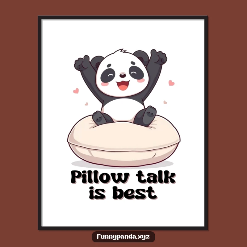Funny Free Printable Panda Wall Art: Bouncing Cushion Downloadable Decor