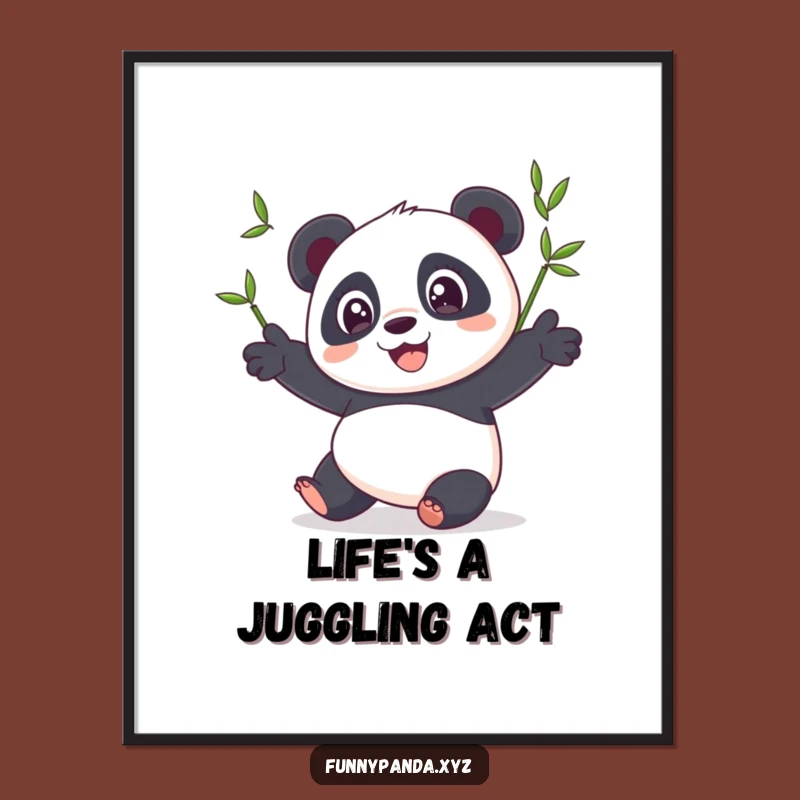 Funny Free Printable Panda Wall Art: Juggling Bamboo Downloadable Decor