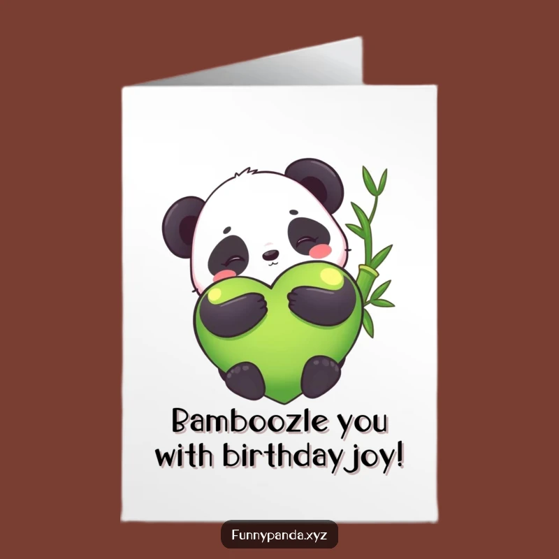 Free Printable Kawaii Panda Birthday Card: Hilarious Hugging Bamboo Heart Downloadable Gift