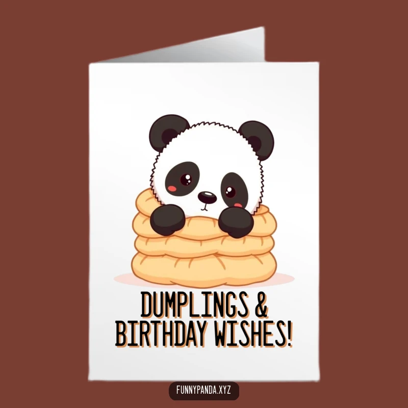 Free Printable Panda Birthday Card: Dumpling Peek Downloadable Gift
