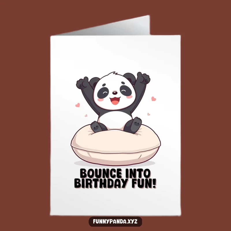 Free Printable Panda Birthday Card: Joyful Cushion Bounce Downloadable Gift