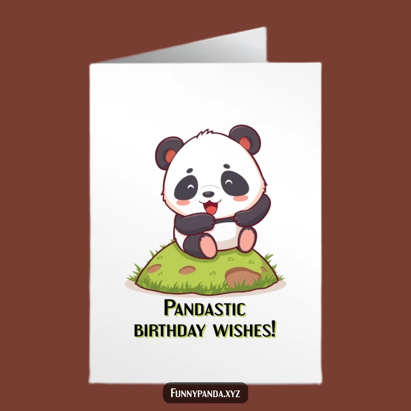 Free Printable Birthday Card: Rolling Panda Hill, Funny Downloadable Gift for Joyful Celebrations