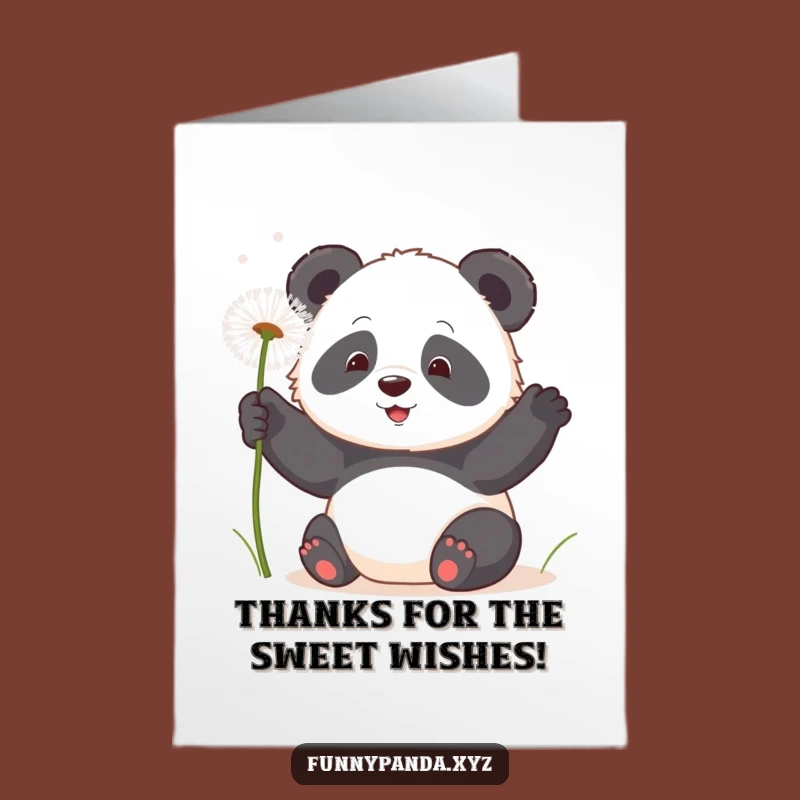 Free Printable Panda Dandelion Thank You Card: Playful Kawaii Fun for a Downloadable Gift