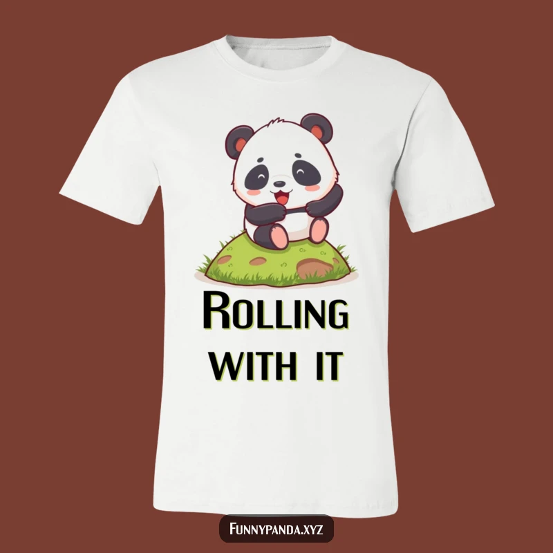 Funny Chubby Panda T-Shirt: Rolling Hill Adventure, Hilarious Casual Wear!