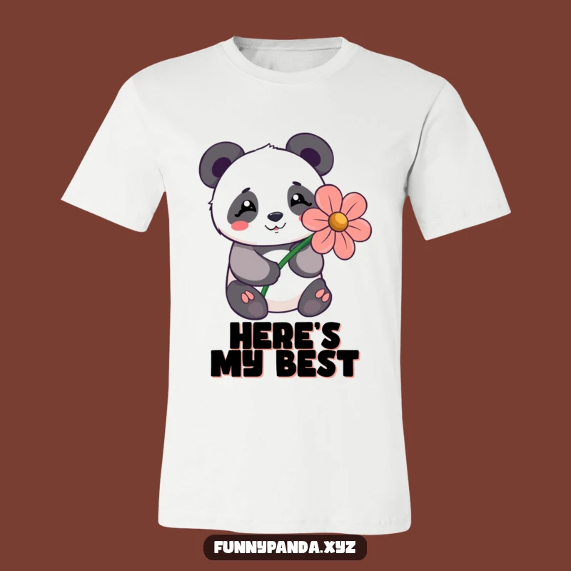 Funny Kawaii Panda Flower Tee: Shy Bear Present Shirt, Thoughtful Gift Idea