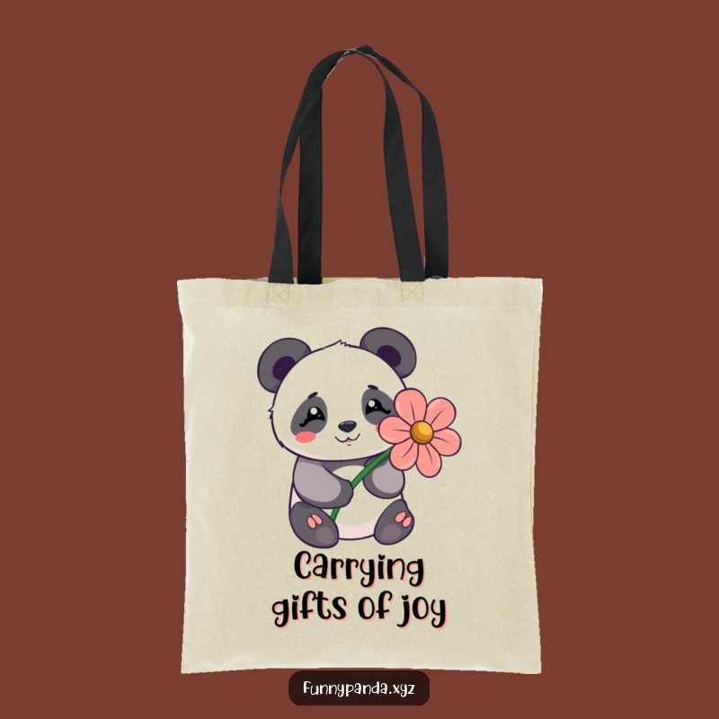 Funny Kawaii Panda Flower Tote Bag: Spacious & Shy Bear Carryall Gift