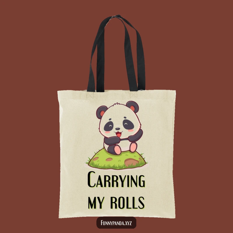 Funny Chubby Panda Tote Bag: Rolling Hill Style, Carry Your Laughs!